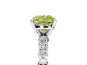 Solitaire Engagement Ring Setting for Fancy Yellow Cushion Cut Center with Bezel-Dot Beaded Band and Prong Head in Platinum