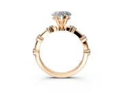 Solitaire Engagement Ring Setting for Heart-Shaped Center with Bezel Station Band and Prong Head in Rose Gold
