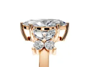 Floral Engagement Ring Setting for Marquise Center with Marquise Cluster Shoulders and Prong Head in Rose Gold