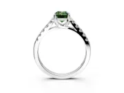 Solitaire Engagement Ring Setting for Fancy Green Emerald Cut Center with Partway Pave Band and Prong Head in Platinum