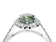 Halo Engagement Ring Setting for Fancy Green Marquise Center with Narrowing Pave Band and Prong Head in Platinum