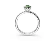 Solitaire Engagement Ring Setting for Fancy Green Pear-Shaped Center with Shared-Prong Accents and Prong Head in Platinum