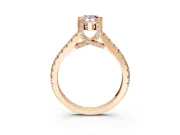 Solitaire Engagement Ring Setting for Fancy Pink Pear-Shaped Center with Widening Pave Band and Claw Prong Head in Rose Gold