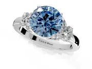 Solitaire Engagement Ring Setting for Fancy Blue Round Cut Center with Marquise Flower Shoulders and Prong Head in Platinum