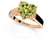 Solitaire Engagement Ring Setting for Fancy Yellow Heart-Shaped Center with Tapered Split Shoulders and Prong Head in Rose Gold