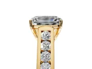 Solitaire Engagement Ring Setting for Emerald Cut Center with Cathedral Channel Band and Prong Head in Yellow Gold
