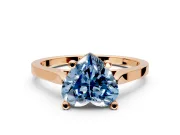 Solitaire Engagement Ring Setting for Fancy Blue Heart-Shaped Center with Tapered Shoulders and Prong Head in Rose Gold