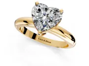Solitaire Engagement Ring Setting for Heart-Shaped Center with Wire Band and Prong Head in Yellow Gold