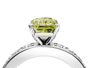 Solitaire Engagement Ring Setting for Fancy Yellow Radiant Cut Center with Channel-Set Accents and Prong Head in Platinum