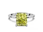 Minimalist Solitaire Engagement Ring Setting for Fancy Yellow Radiant Cut Center with Thin Band and Prong Head in Sterling Silver