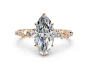 Cluster Engagement Ring Setting for Marquise Center with Round Cut Accent Band and Prong Head in Rose Gold