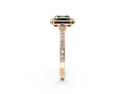Halo Engagement Ring Setting for Fancy Green Asscher Cut Center with Pave Accents, Heart Basket and Prong Head in Rose Gold