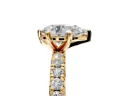 Solitaire Engagement Ring Setting for Pear-Shaped Center with Shared-Prong Accents and Prong Head in Yellow Gold