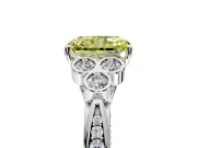 Cluster Engagement Ring Setting for Fancy Yellow Radiant Cut Center with Bezel Accent Clusters and Prong Head in Platinum