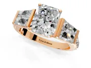 Channel-Set Engagement Ring Setting for Radiant Cut Center with Baguette Band and Prong Head in Rose Gold