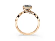 Solitaire Engagement Ring Setting for Asscher Cut Center with Narrow Twist Pave Band and Prong Head in Rose Gold