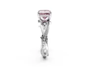 Solitaire Engagement Ring Setting for Fancy Pink Princess Cut Center with Pave and Plain Crossover Band and Prong Head in Sterling Silver