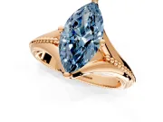 Solitaire Engagement Ring Setting for Fancy Blue Marquise Center with Milgrain Cathedral Band and Prong Head in Rose Gold