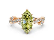 Solitaire Engagement Ring Setting for Fancy Yellow Marquise Center with Bar-Station Pave Twist and Prong Head in Rose Gold