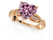 Solitaire Engagement Ring Setting for Fancy Pink Heart-Shaped Center with Marquise Panel Band and Prong Head in Rose Gold