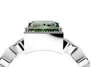 Vintage Station Engagement Ring Setting for Fancy Green Princess Cut Center with Accents and Prong Head in Sterling Silver