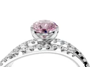 Solitaire Engagement Ring Setting for Fancy Pink Pear-Shaped Center with Woven 3-Strand Pave Band and Prong Head in Platinum