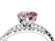 Solitaire Engagement Ring Setting for Fancy Pink Heart-Shaped Center with Woven 3-Strand Pave Band and Prong Head in White Gold