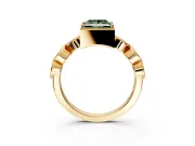 Vintage Station Engagement Ring Setting for Fancy Green Princess Cut Center with Accents and Prong Head in Yellow Gold