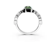Milgrain Bezel Engagement Ring Setting for Fancy Green Emerald Cut Center with Marquise Stations and Bezel Head in Platinum
