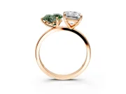 Fancy Green Heart-Shaped and Emerald Cut Lab-Grown Diamond Toi et Moi Engagement Ring with Prong-Set Stones in Rose Gold
