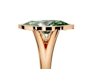 Solitaire Engagement Ring Setting for Fancy Green Marquise Center with V Split Shank and Bezel Head in Rose Gold