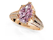 Solitaire Engagement Ring Setting for Fancy Pink Pear-Shaped Center with Accented Split Shank and Prong Head in Rose Gold