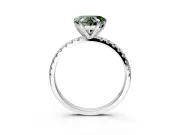 Solitaire Engagement Ring Setting for Fancy Green Heart-Shaped Center with Fine Pave Narrow Band and Prong Head in Sterling Silver