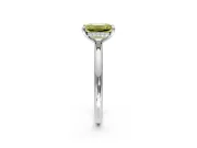Hidden Halo Engagement Ring Setting for Fancy Yellow Emerald Cut Center with Thin Rounded Band and Prong Head in Sterling Silver