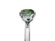 Hidden Halo Engagement Ring Setting for Fancy Green Cushion Cut Center with Thin Rounded Band and Prong Head in Platinum