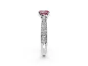 Solitaire Engagement Ring Setting for Fancy Pink Cushion Cut Center with Multi-Row Accents and Prong Head in Sterling Silver