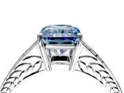 Split Shank Engagement Ring Setting for Fancy Blue Radiant Cut Center with Pave Split Shank and Prong Head in White Gold