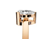 Solitaire Engagement Ring Setting for Pear-Shaped Center with Plain Band and Flat Tab Prong Head in Rose Gold
