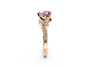 Solitaire Engagement Ring Setting for Fancy Pink Heart-Shaped Center with Marquise Accent Twist Band and Prong Head in Rose Gold