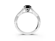 Solitaire Engagement Ring Setting for Fancy Black Oval Center with Twisted Pave Split Shank and Prong Head in Sterling Silver