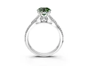Solitaire Engagement Ring Setting for Fancy Green Round Cut Center with Pave Rail Split Shank and Prong Head in Sterling Silver