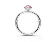 Low-Set Solitaire Engagement Ring Setting for Fancy Pink Pear-Shaped Center with Thin Plain Band and Prong Head in White Gold