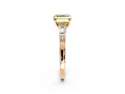 Bar-Set Engagement Ring Setting for Fancy Yellow Asscher Cut Center with Tapered Baguette Accents and Prong Head in Rose Gold