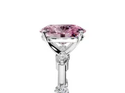Solitaire Engagement Ring Setting for Fancy Pink Oval Center with Bezel Station Band and Prong Head in Sterling Silver