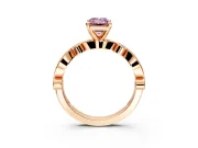 Solitaire Engagement Ring Setting for Fancy Pink Emerald Cut Center with Milgrain Bezel Accents and Prong Head in Rose Gold
