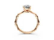 Solitaire Engagement Ring Setting for Radiant Cut Center with Bamboo Band and Prong Head in Rose Gold