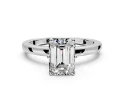 Solitaire Engagement Ring Setting for Emerald Cut Center with Plain Band and Tulip Prong Head in Platinum