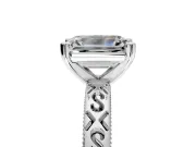 Solitaire Engagement Ring Setting for Emerald Cut Center with Scrollwork Band and Prong Head in Platinum