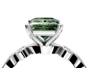 Solitaire Engagement Ring Setting for Fancy Green Princess Cut Center with Milgrain Bezel Accents and Prong Head in White Gold