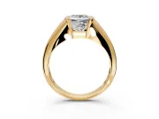 Tension Engagement Ring Setting for Princess Cut Center with Wide Tapered Band and Tension Head in Yellow Gold
